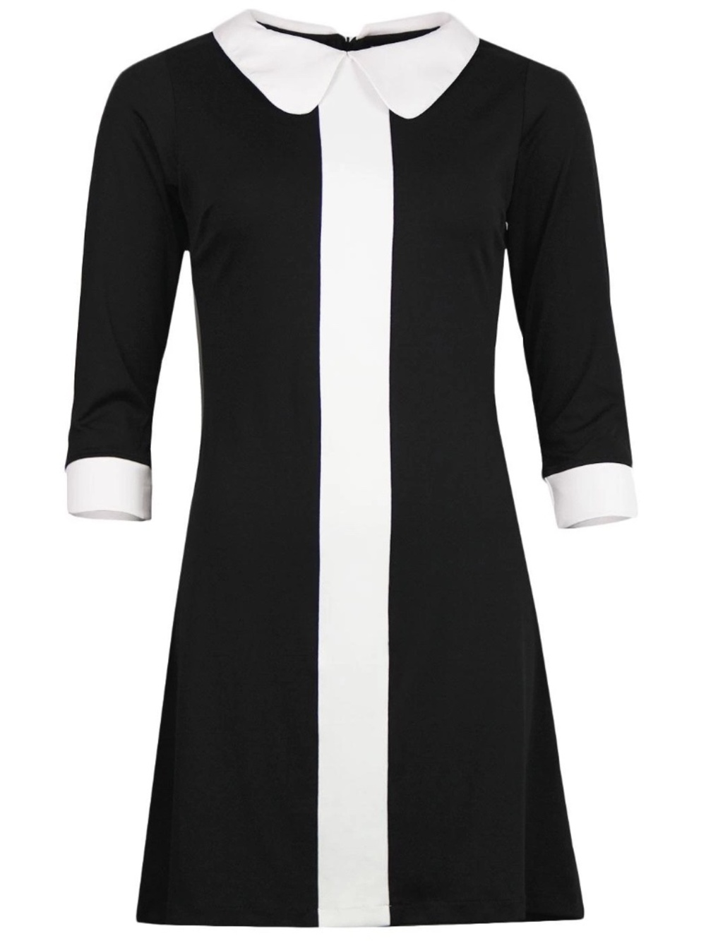 Madcap England 1960s Mod Stripe Panel Collar Dress in Black and White, Sz 8 US